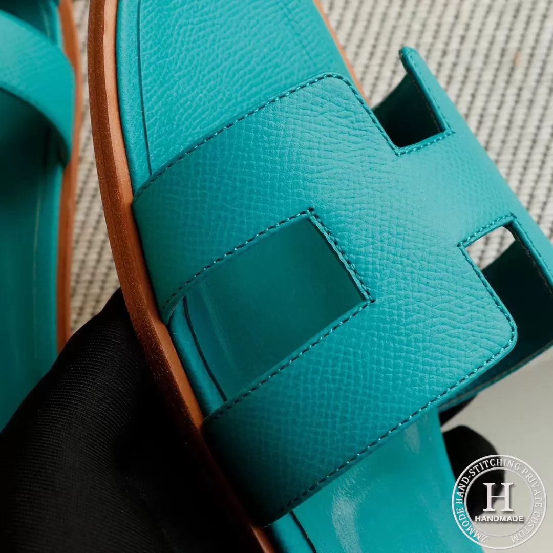 20-H Flat slippers Slippers Epsom Peacock Green size 34-42