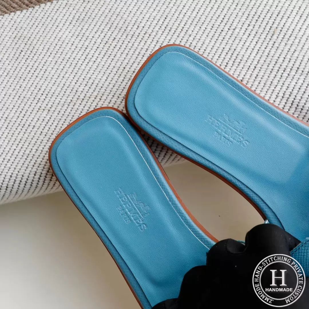 H Flat slippers Epsom jean Blue size 34-42