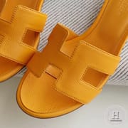H Medium heel 4.5cm Ladies Slippers Epsom 9V Jaune d'or size 34-42