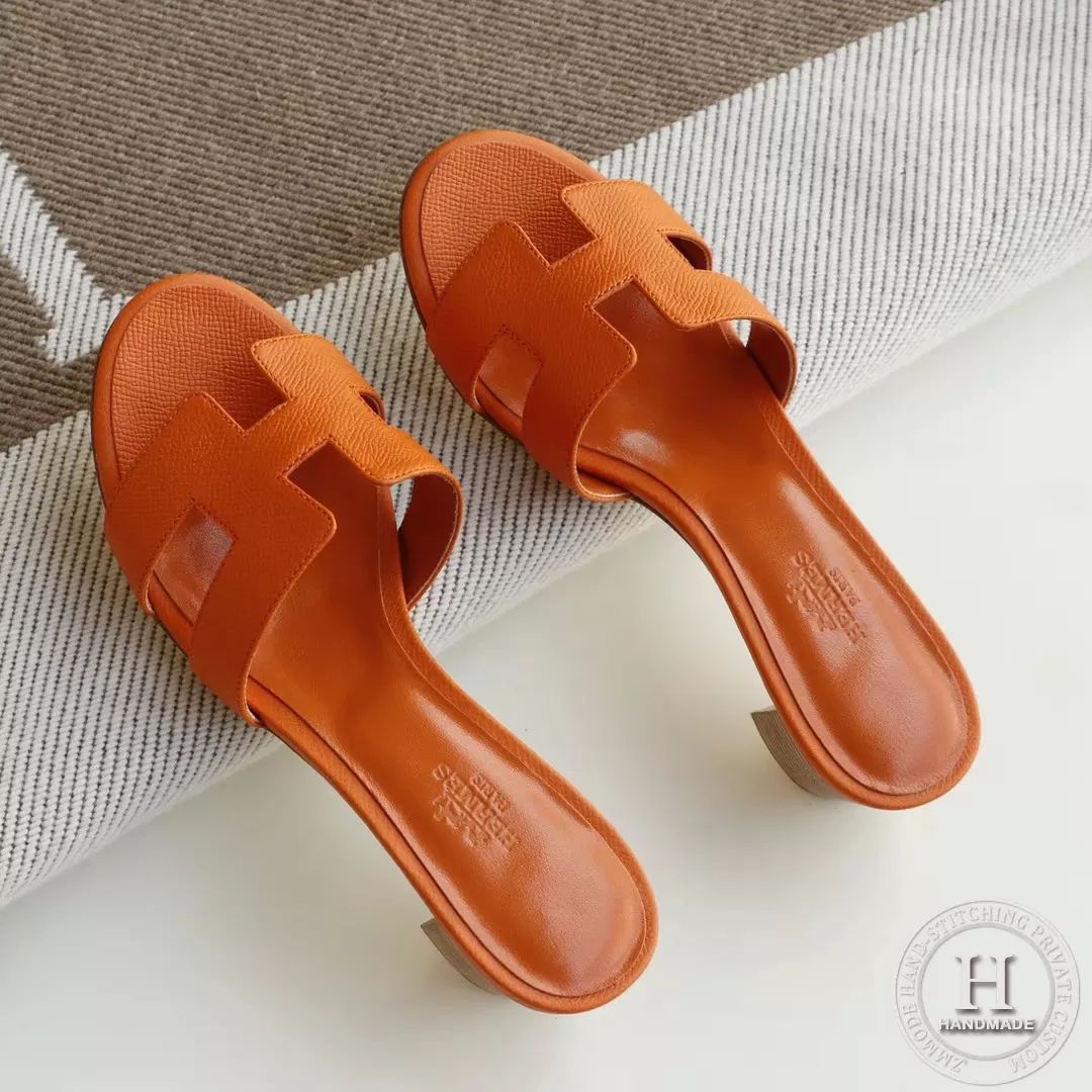 H Medium heel 4.5cm Ladies Slippers Epsom Classic Orange size 34-42