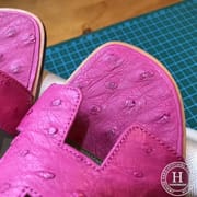 H Flat slipper Ostrich skin E5 Rose Tyrien 35-42 Reserved