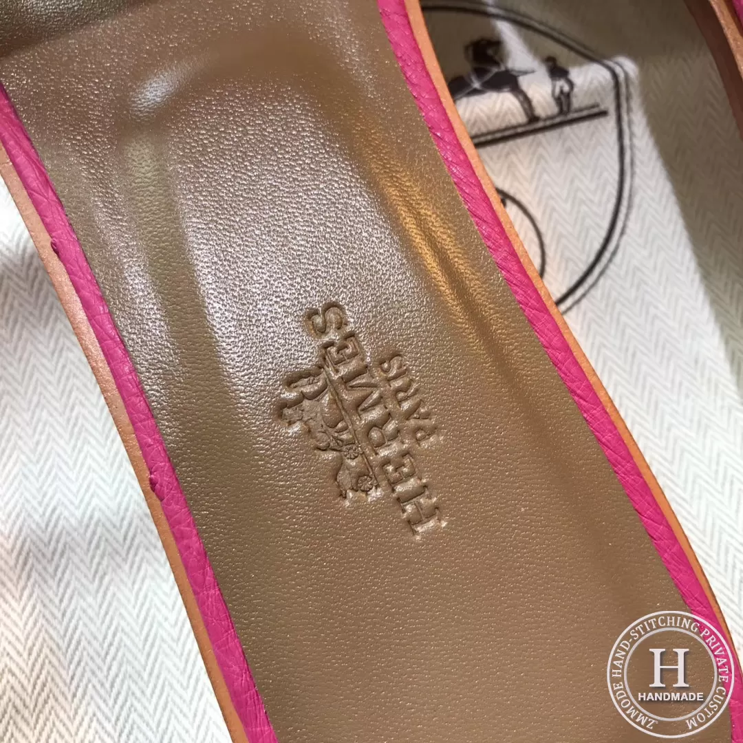 H Flat slipper Ostrich skin E5 Rose Tyrien 35-42 Reserved H Flat slipper Ostrich skin E5 Rose Tyrien 35-42 Reserved