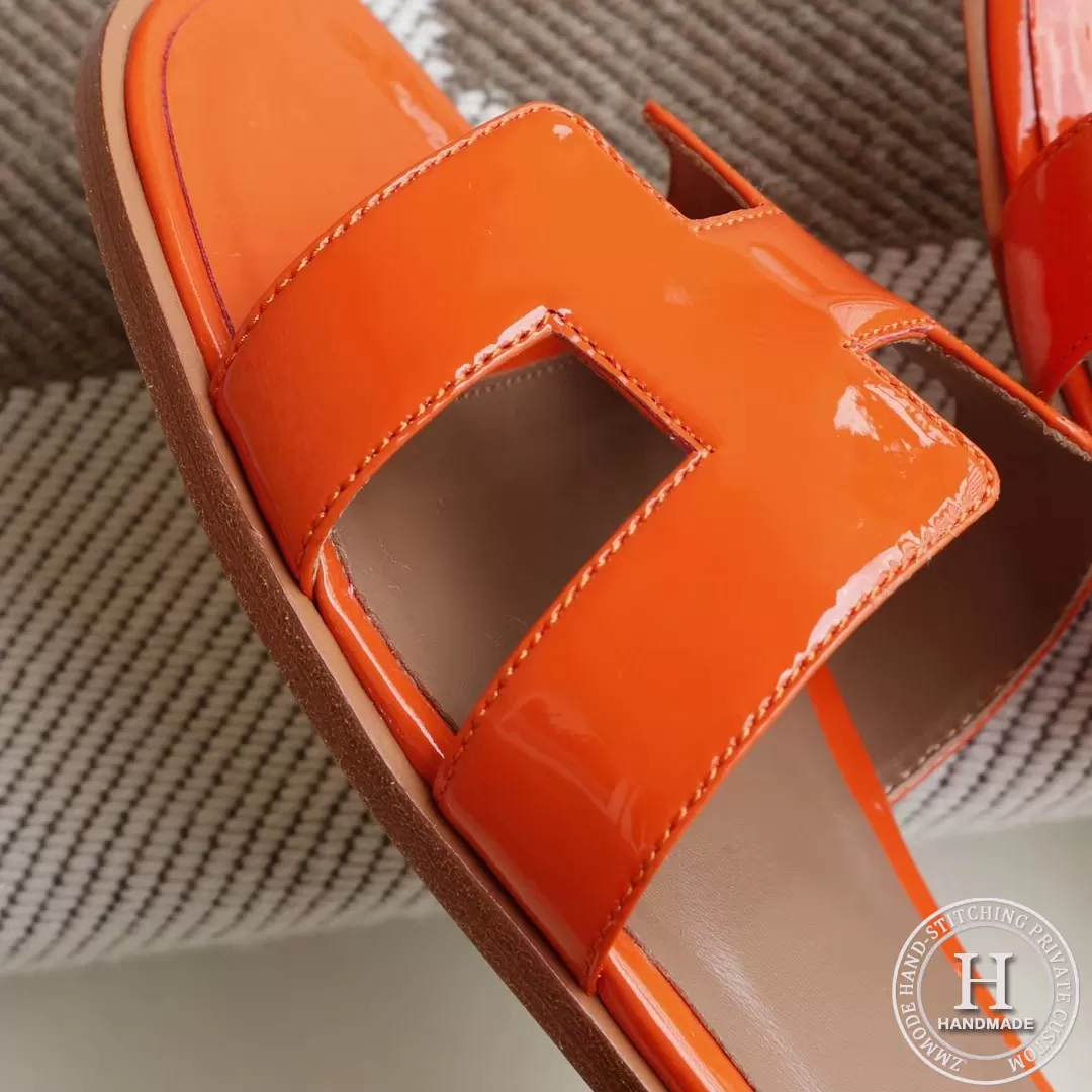 H Flat slippers slippers sandals patent leather orange size 34-42 H Flat slippers slippers sandals patent leather orange size 34-42