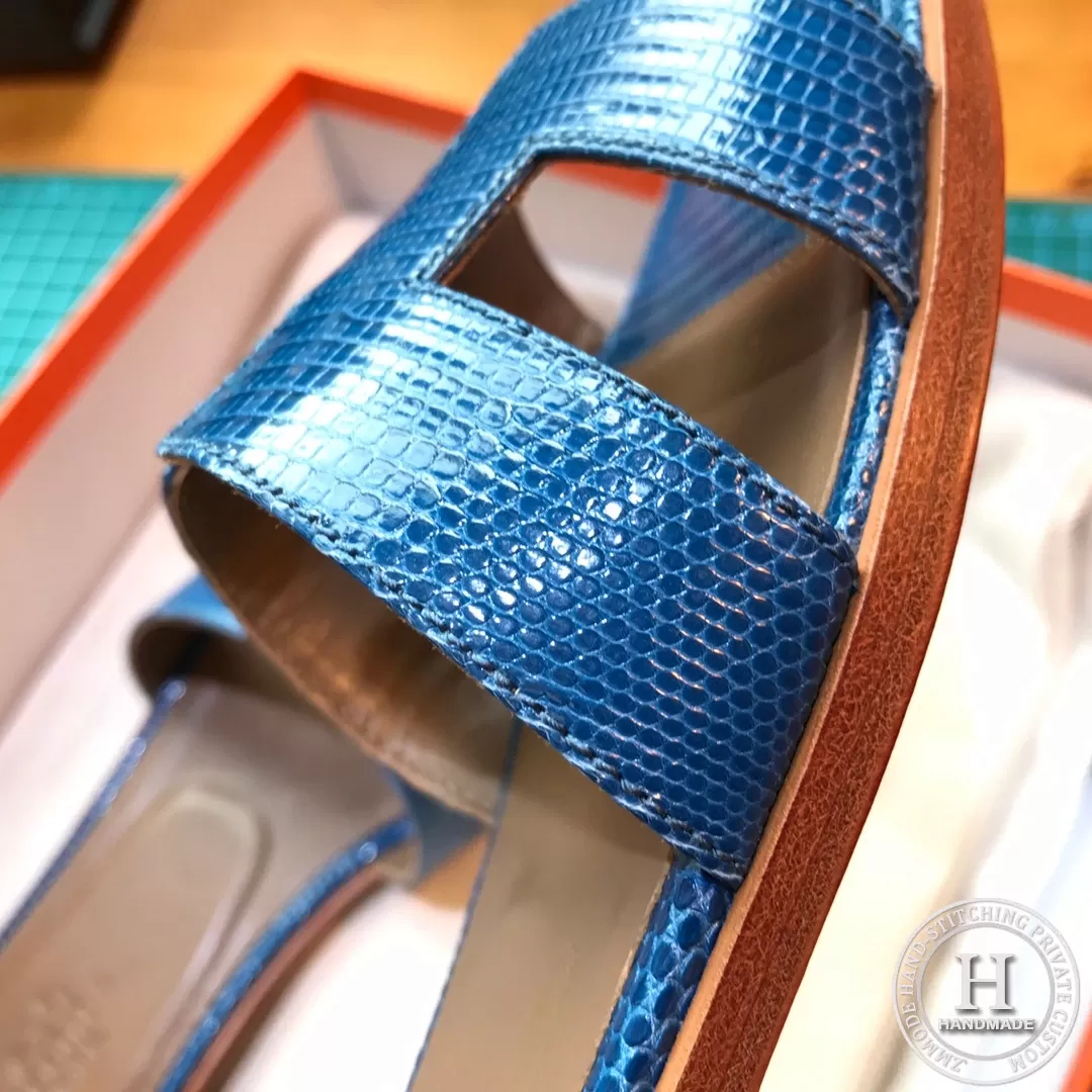 CUSTOM ORAN SANDAL Lizard 7C Cobalt 34-42