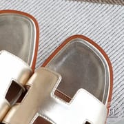 H Flat slippers Slippers silver size 34-42