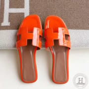 H Flat slippers slippers sandals patent leather orange size 34-42