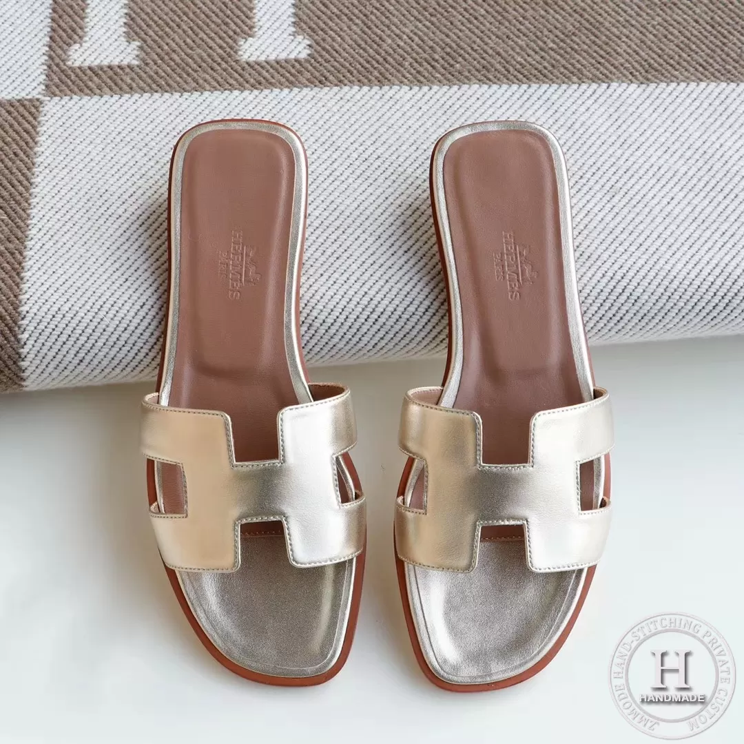 H Flat slippers Slippers silver size 34-42