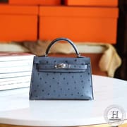 MINI KELLY II  Ostrich N7 bleu tempete PHW
