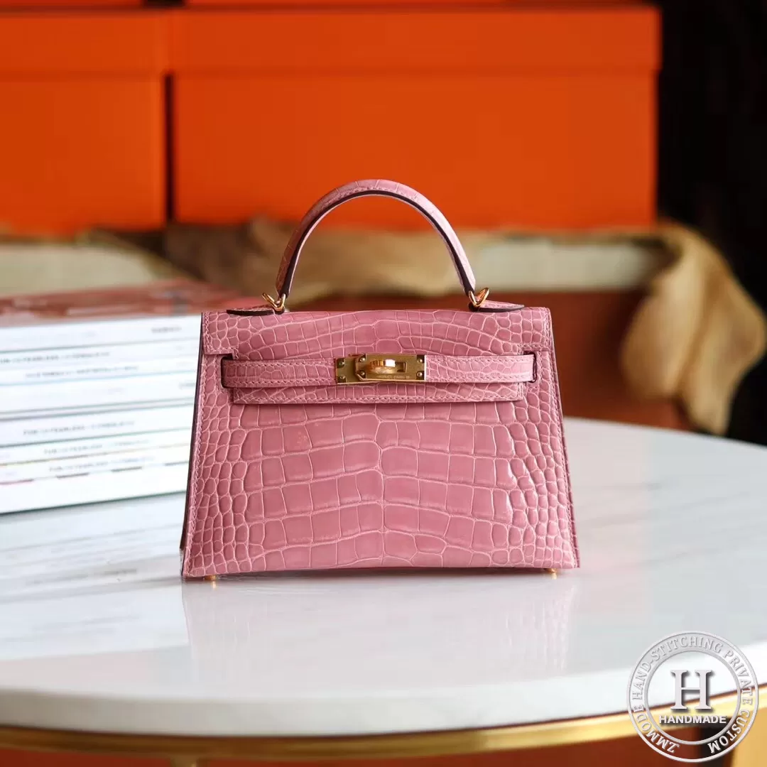 MINI KELLY II  ALLIGATOR MATTE 5P PINK