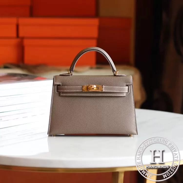 Mini Kelly 20cm Eepsom 18 Etoupe Ghw