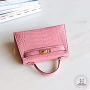 MINI KELLY II  ALLIGATOR SHINNY MATTE 5P PINK