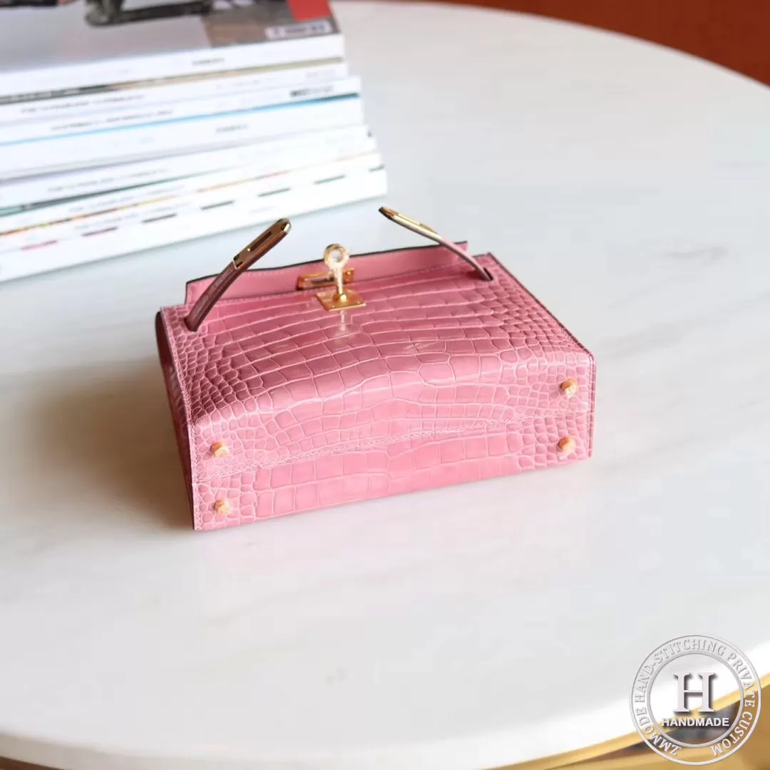 MINI KELLY II  ALLIGATOR MATTE 5P PINK