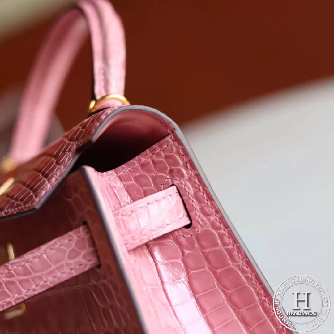 MINI KELLY II  ALLIGATOR MATTE 5P PINK