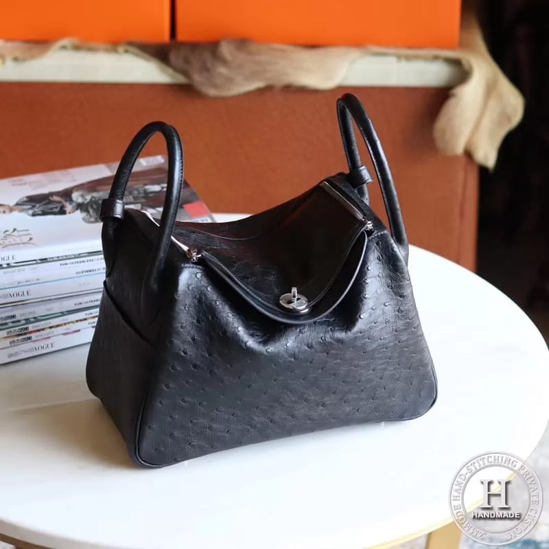 Lindy 30 89 Noir ostrich PHW