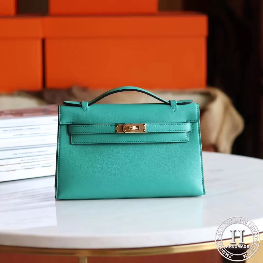 Mini Kelly Pochette 22 Swift U1 Vert Verone GHW