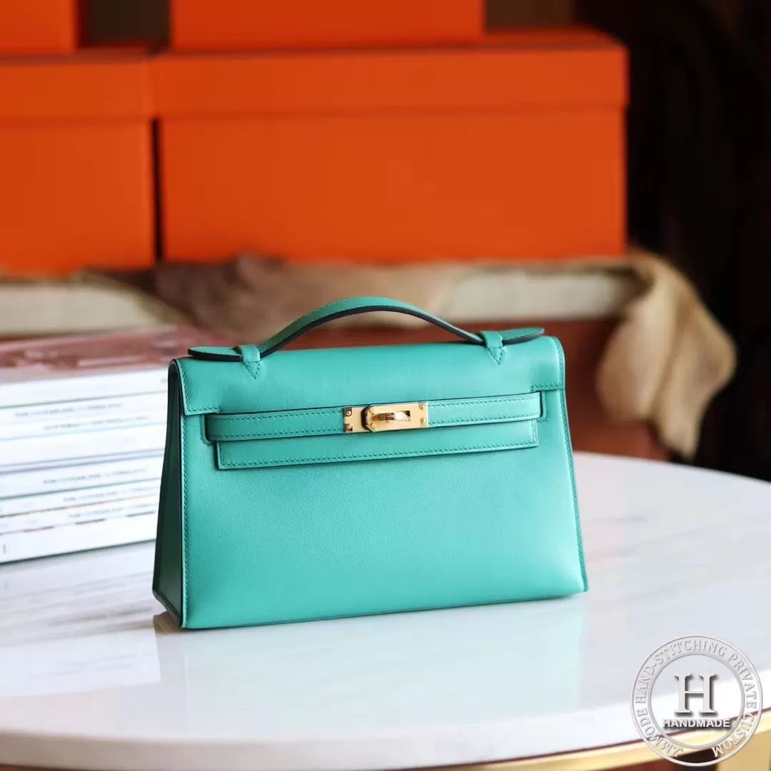 Mini Kelly Pochette 22 Swift U1 Vert Verone GHW