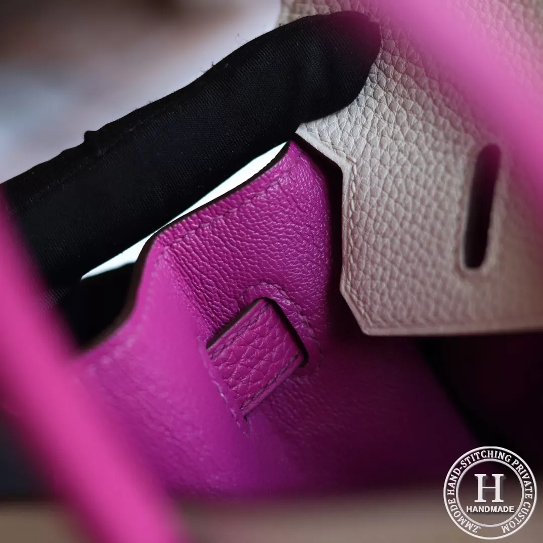 Birkin 25 TOGO  10 craie / L3 Rose Purple GHW