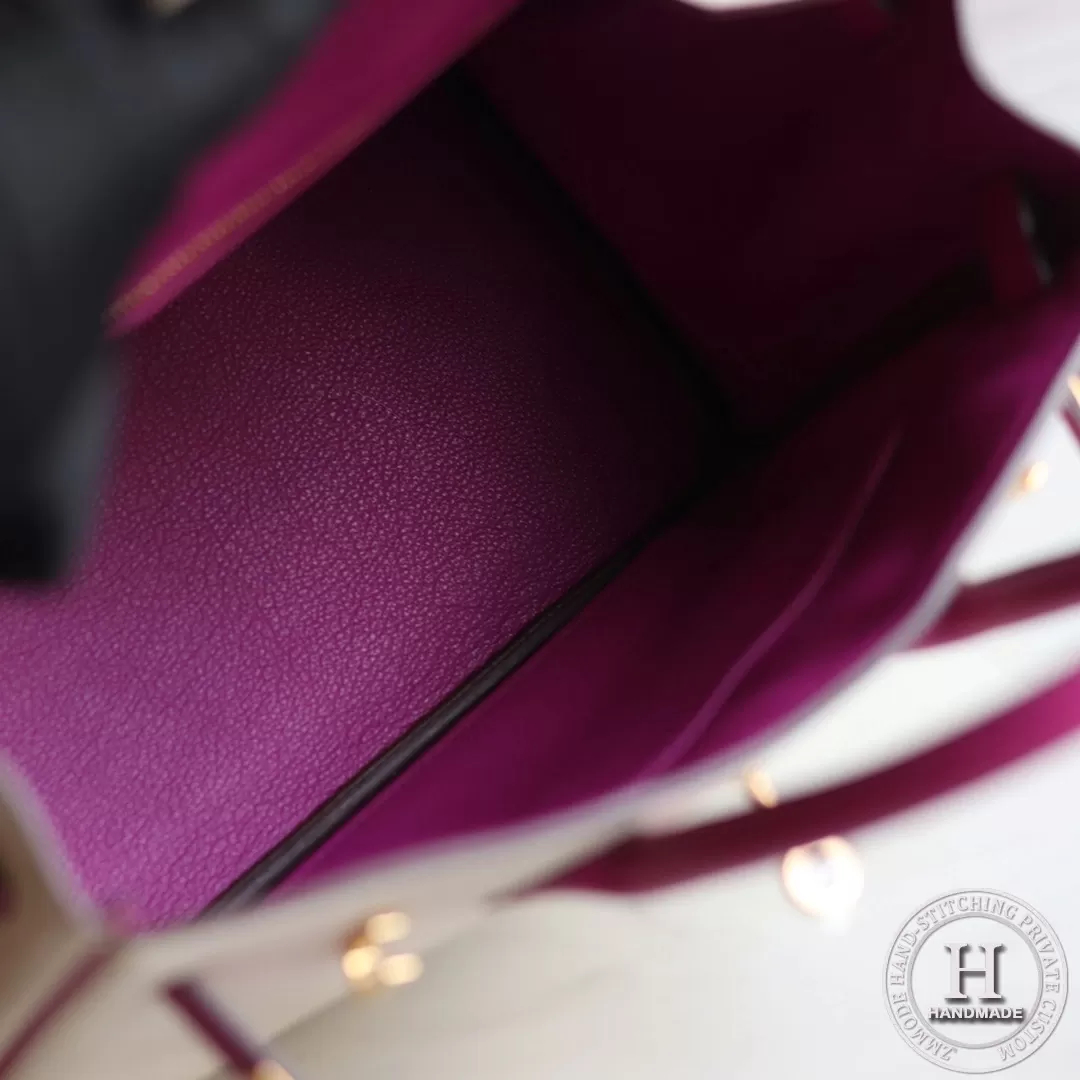 Birkin 25 TOGO  10 craie / L3 Rose Purple GHW