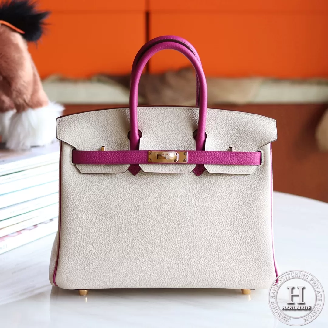 Birkin 25 TOGO  10 craie / L3 Rose Purple GHW