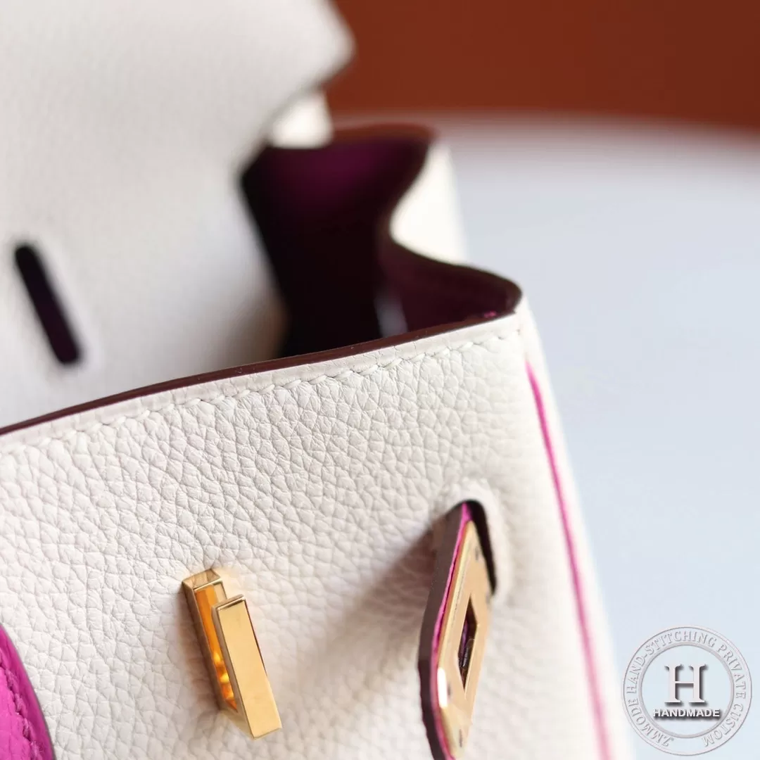 Birkin 25 TOGO  10 craie / L3 Rose Purple GHW