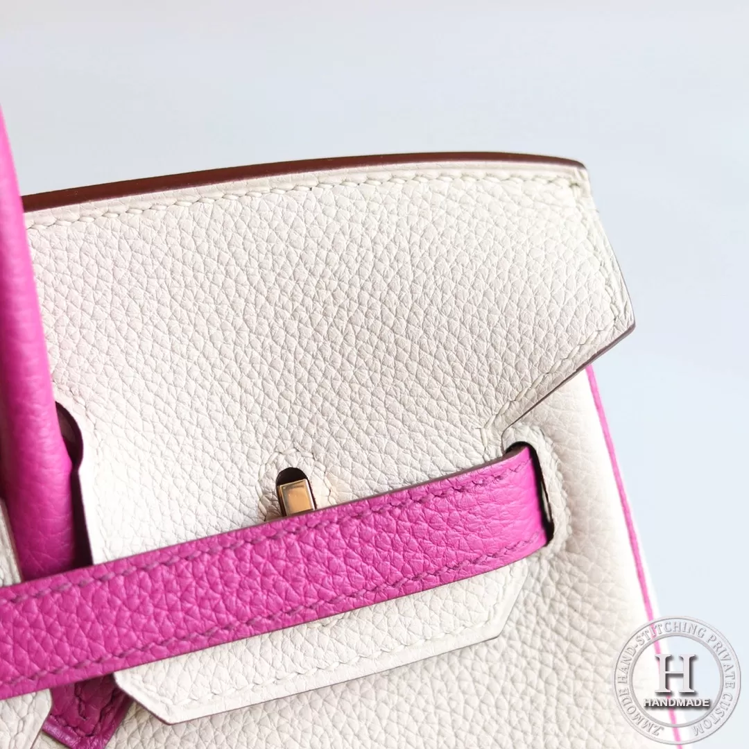 Birkin 25 TOGO  10 craie / L3 Rose Purple GHW