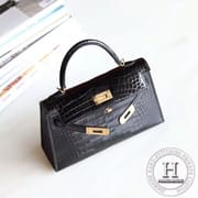 89 Noir Alligator Crocodile Shinny MINI KELLY II GHW/ PHW