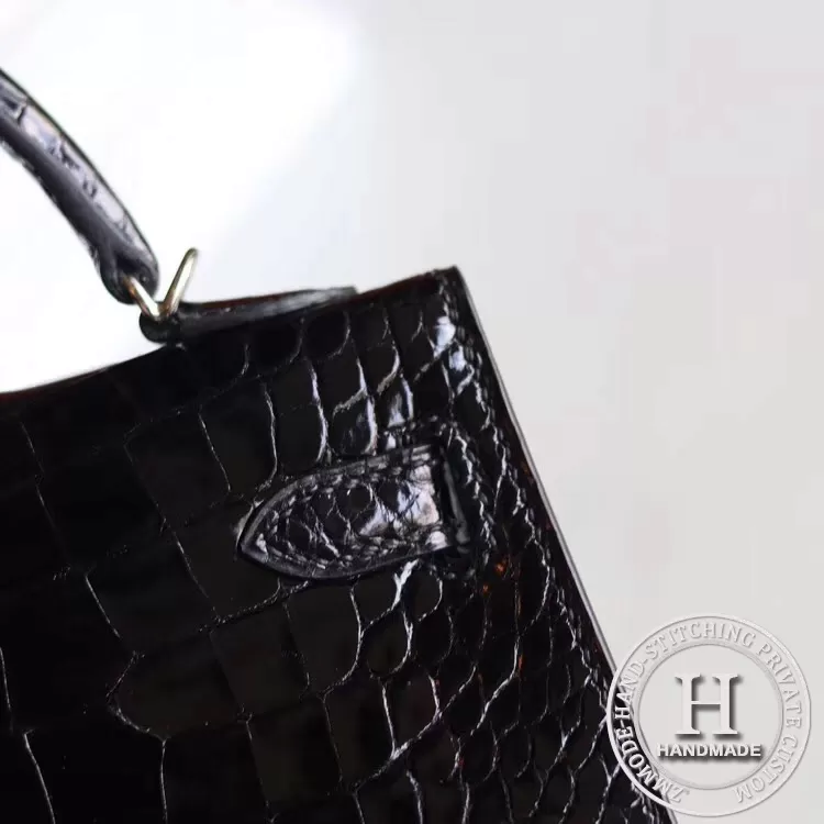 89 Noir Alligator Crocodile Shinny MINI KELLY II  PHW/GHW