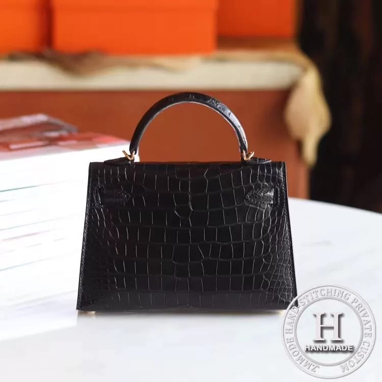 MINI KELLY II  Alligator Matte  89 NOIR PHW-6427