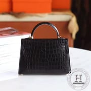 MINI KELLY II  Alligator Matte  89 NOIR PHW-6427