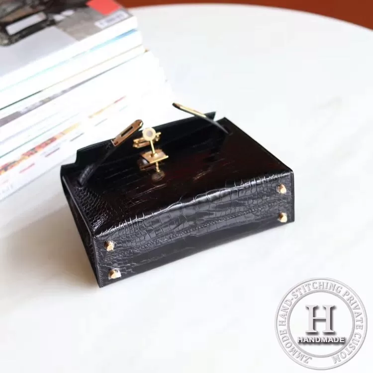 89 Noir Alligator Crocodile Shinny MINI KELLY II GHW/ PHW