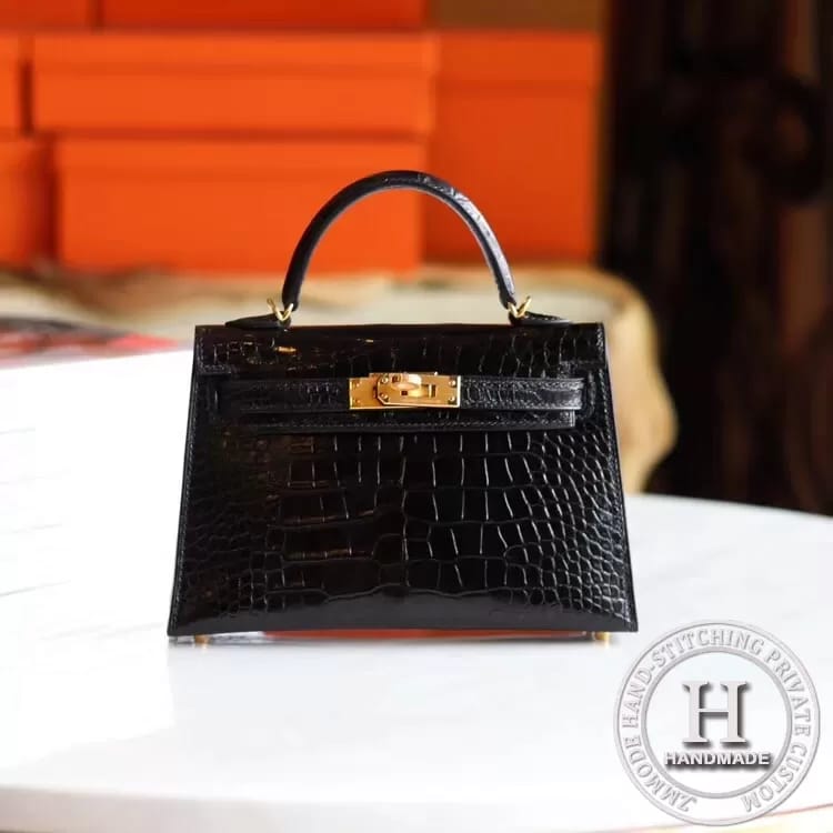 89 Noir Alligator Crocodile Shinny MINI KELLY II GHW/ PHW