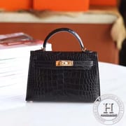 MINI KELLY II  Alligator Matte  89 NOIR PHW-6427