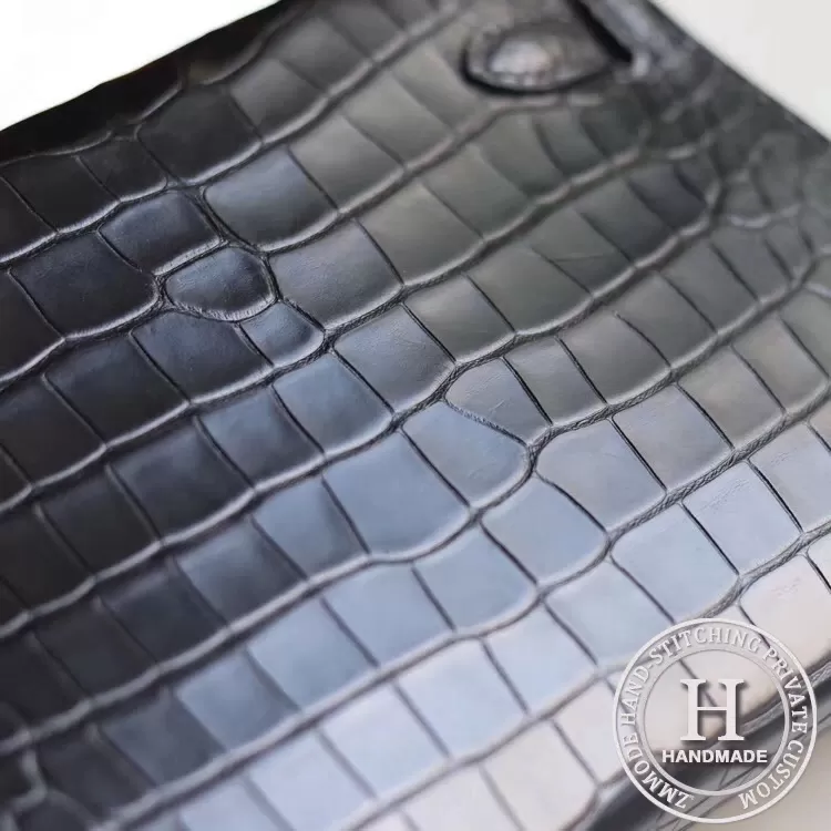 MINI KELLY II  Alligator Matte  89 NOIR PHW-6427