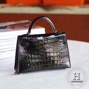 89 Noir Alligator Crocodile Shinny MINI KELLY II  PHW/GHW