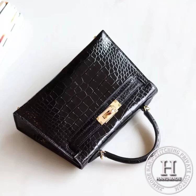 89 Noir Alligator Crocodile Shinny MINI KELLY II GHW/ PHW