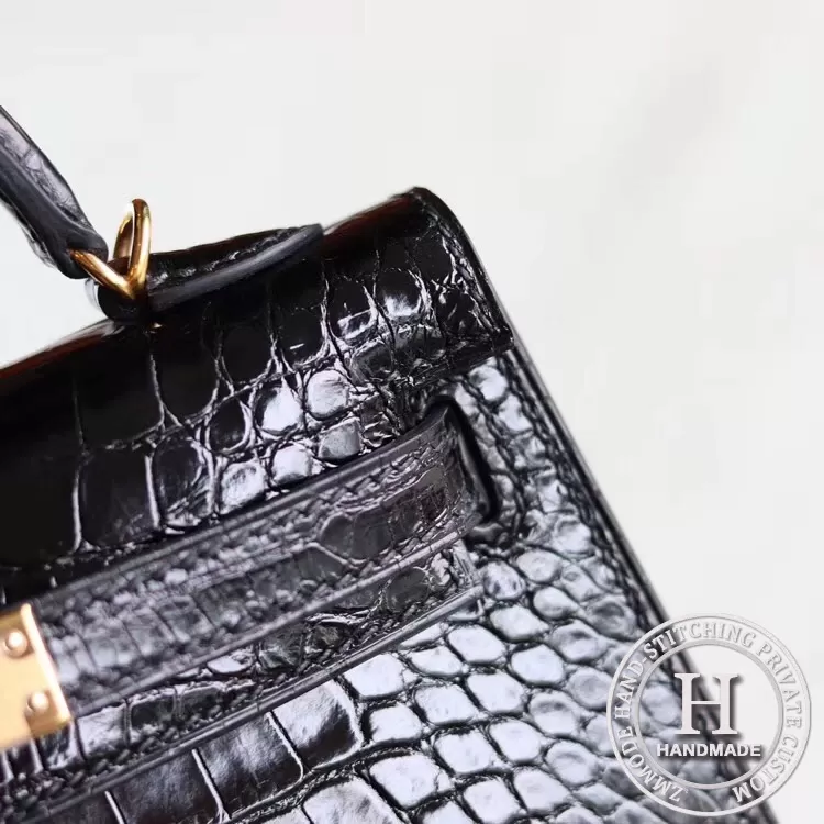 89 Noir Alligator Crocodile Shinny MINI KELLY II GHW/ PHW