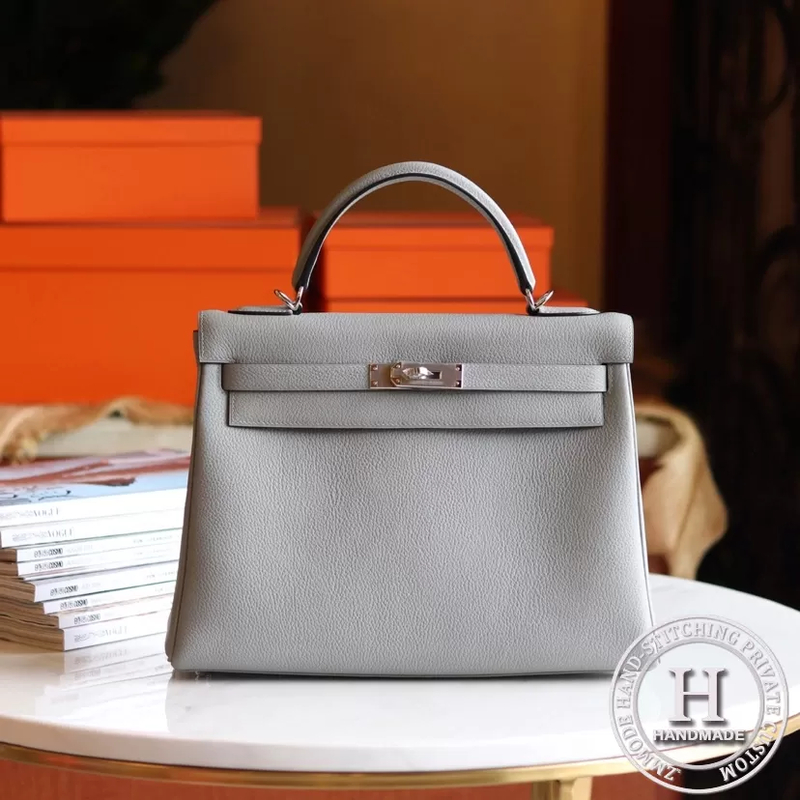 Hermes Kelly 32 Bag 4Z Gris Mouette Togo PHW/GHW
