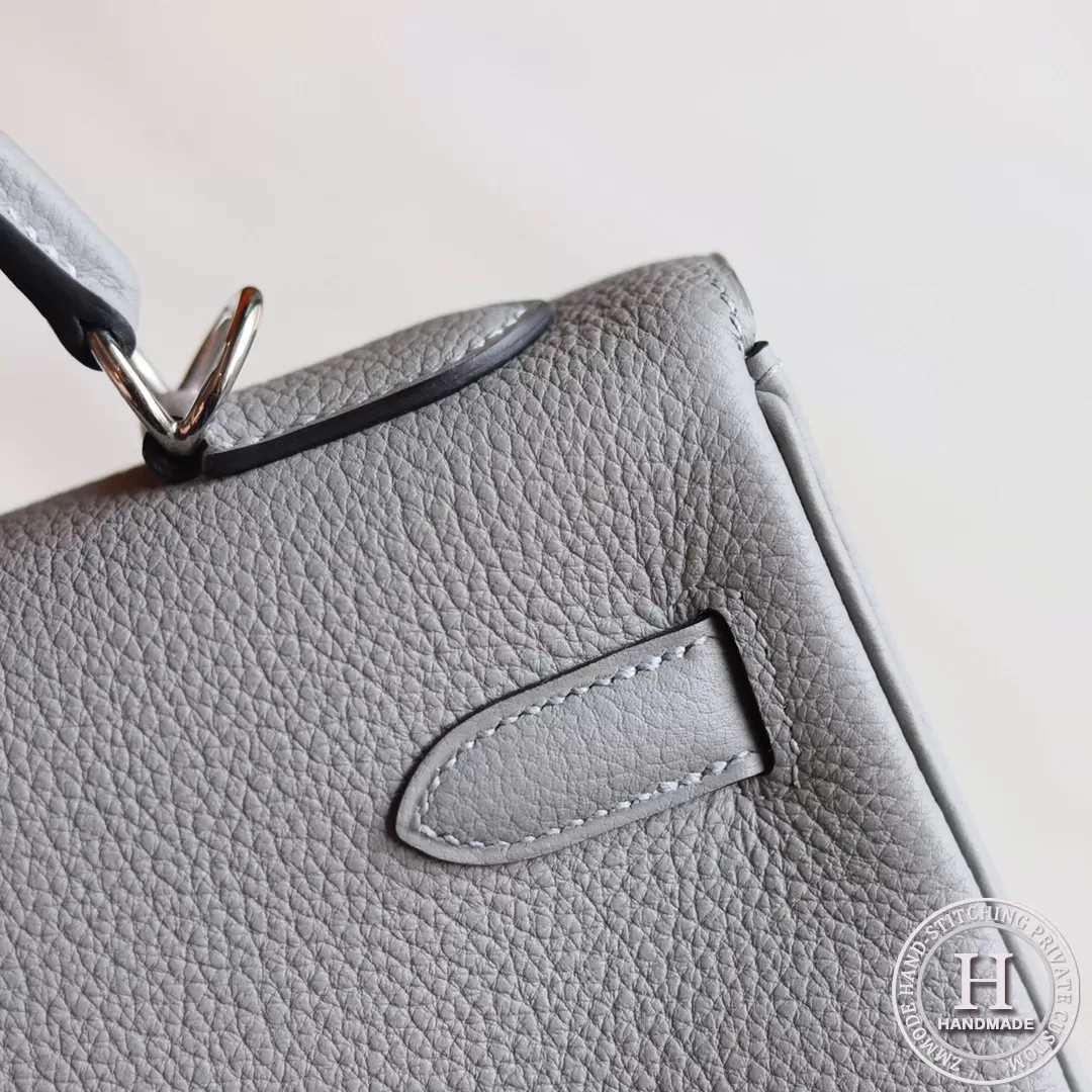 4Z Gris Mouette Togo Kelly 32 Bag PHW/GHW