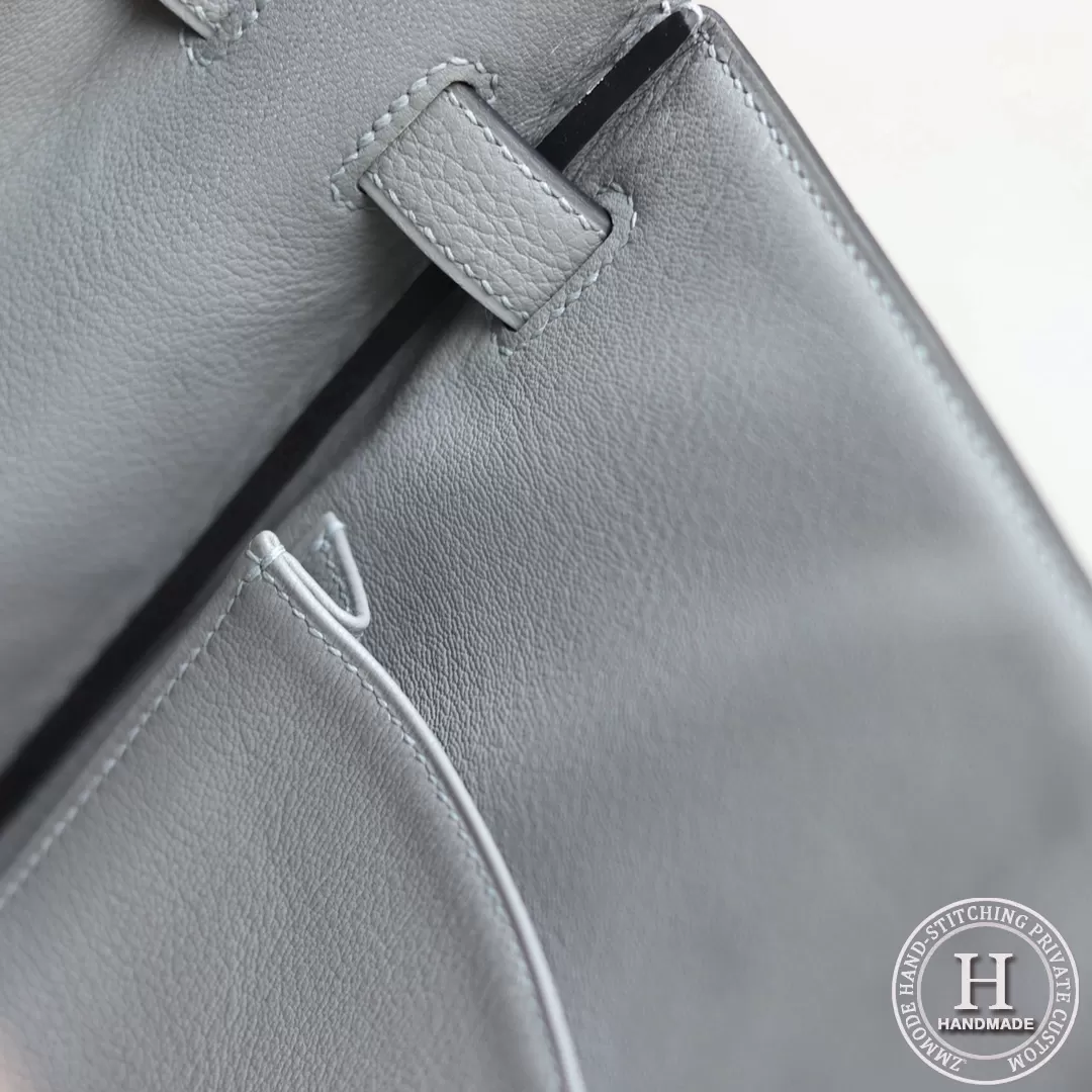 4Z Gris Mouette Togo Kelly 32 Bag PHW/GHW