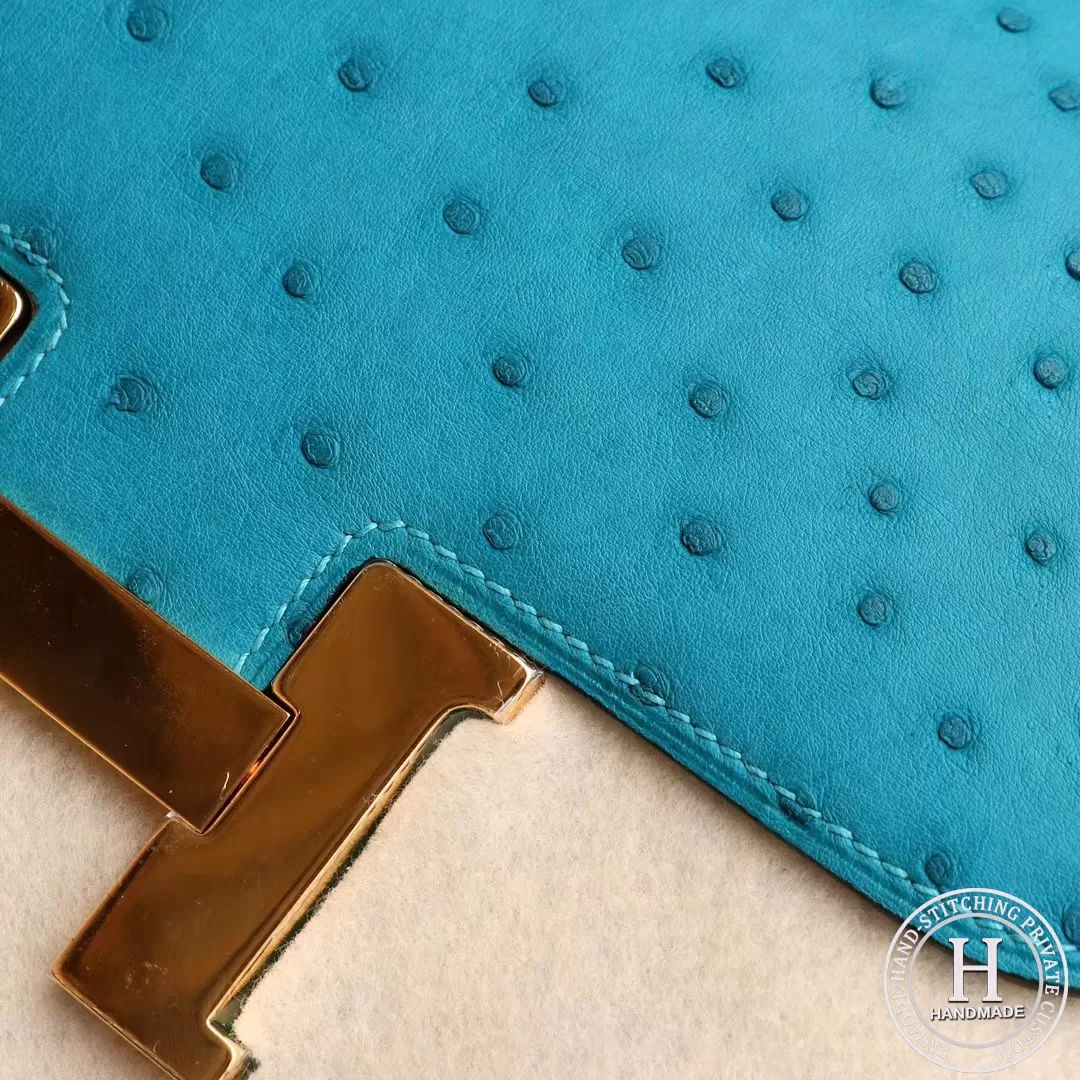 HERMES Constance 24CM  7F 孔雀蓝 金扣