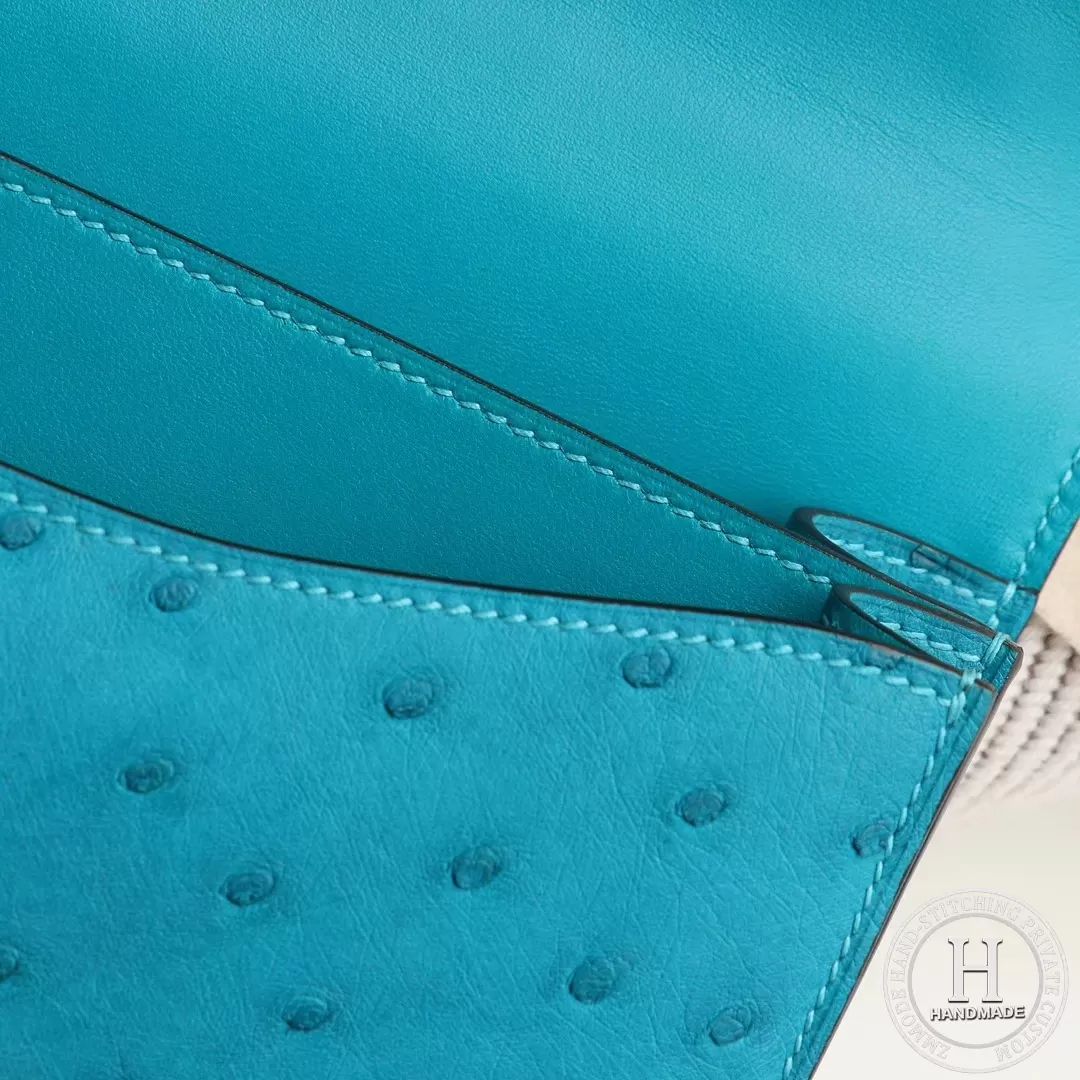 HERMES Constance 24CM  7F 孔雀蓝 金扣