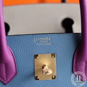 Birkin 30 Togo R2 Blue agate/P9 Anemone/M8 Gris asphalt GHW