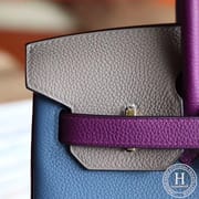 Birkin 30 Togo R2 Blue agate/P9 Anemone/M8 Gris asphalt GHW