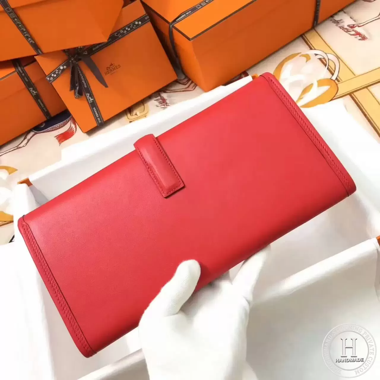 HERMES Jige Elan 29cm Swif Q5 Rouge Casaqbe