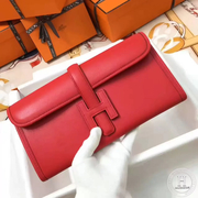 HERMES Jige Elan 29cm Swif Q5 Rouge Casaqbe