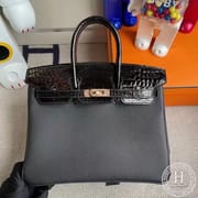 Hermes Birkin 25cm Touch 89 Noir Togo Shiny Nilo Crocodile