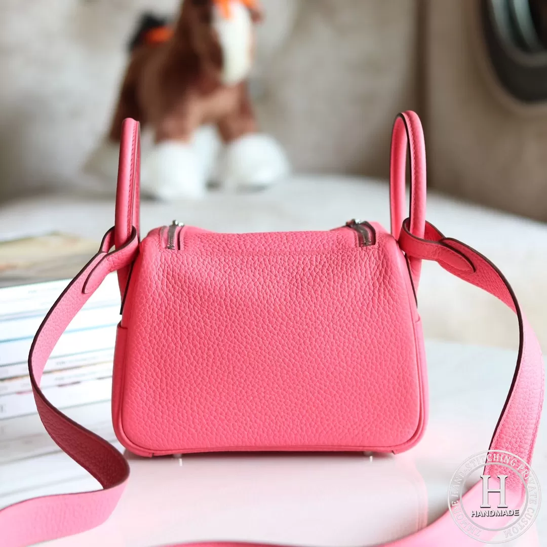 HERMES MINI LINDY 20 BAG  clemence TC 8W Rose Azalea PHW