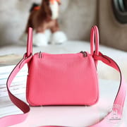HERMES MINI LINDY 20 BAG  clemence TC 8W Rose Azalea PHW