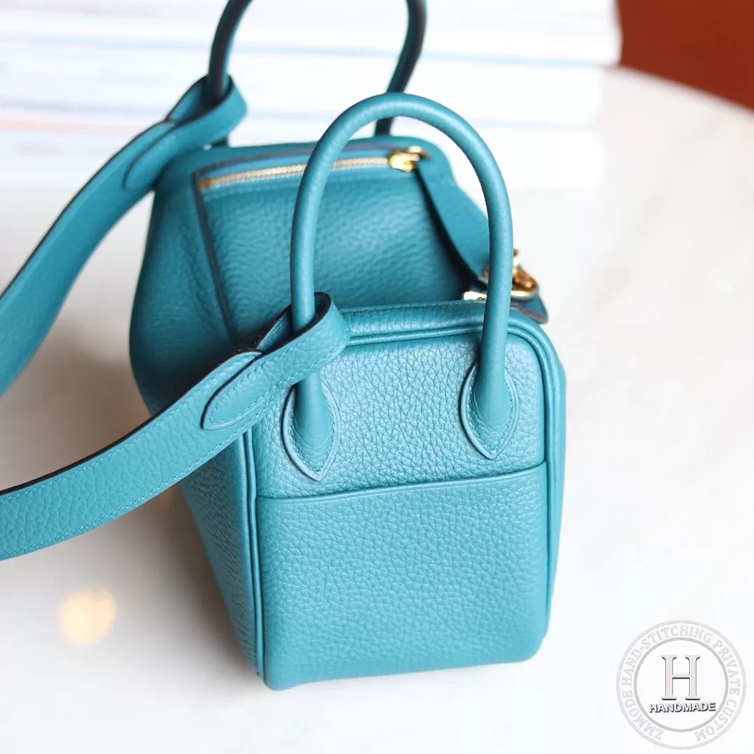 HERMES MINI LINDY 20 BAG TC W0 Vert bosphore