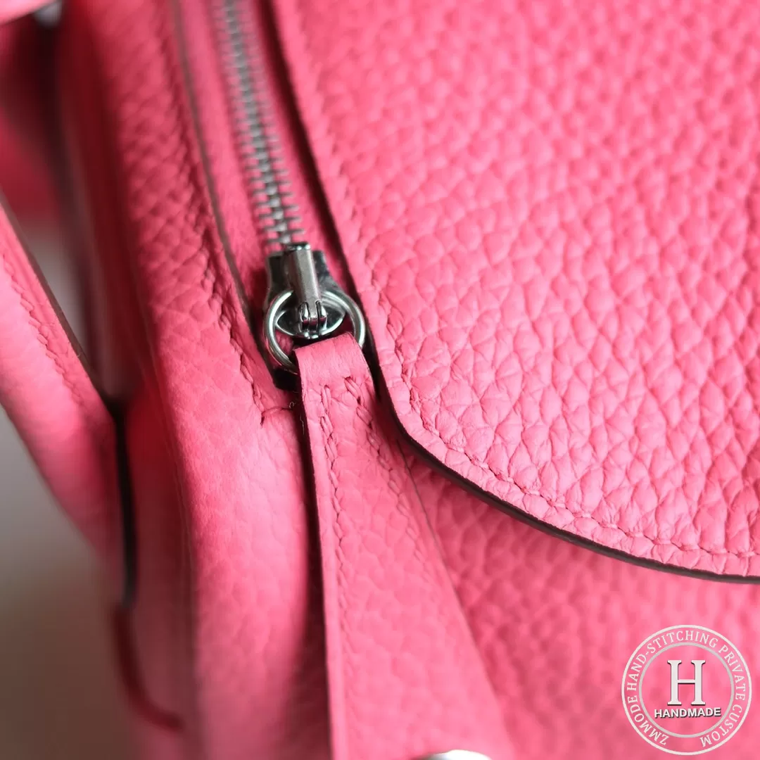 HERMES MINI LINDY 20 BAG  clemence TC 8W Rose Azalea PHW